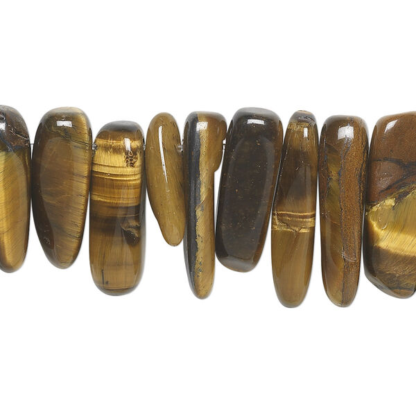 Bead, tigereye (natural), extra-large top-drilled Hawaiian chip, Mohs hardness 7. Sold per 15-1/2" to 16" strand. image number 0