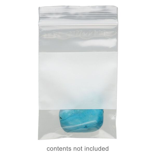 Bag, Tite-Lip™, plastic, clear and white, 2x3-inch top zip with block. Sold per pkg of 1,000. image number 0