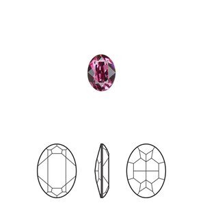 Fancy stone 180pk dark rose foil back, Swarovski® 8x6mm oval 4120