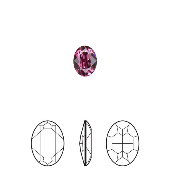 Fancy stone 180pk dark rose foil back, Swarovski® 8x6mm oval 4120 image number 0
