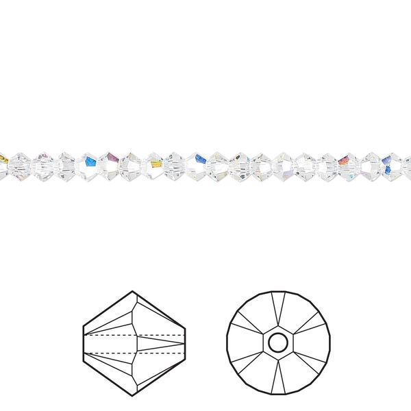 Bead 48pk crystal AB, Crystal Passions® 3mm bicone 5328 image number 0