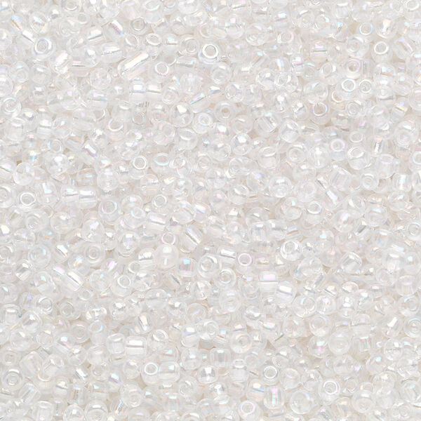Seed bead, Ming Tree™, glass, pkg/1 pound, #11 round, translucent rainbow clear. image number 0