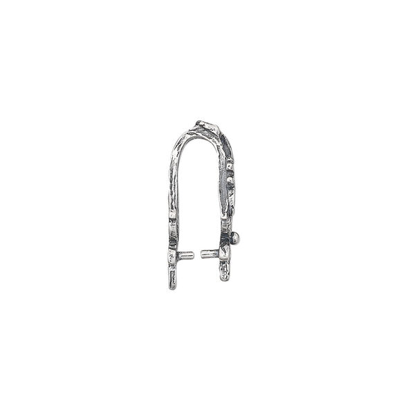 Bail, JBB Findings, ice-pick, antiqued sterling silver, 17x8mm flower, 11mm grip length. Sold individually. image number 1