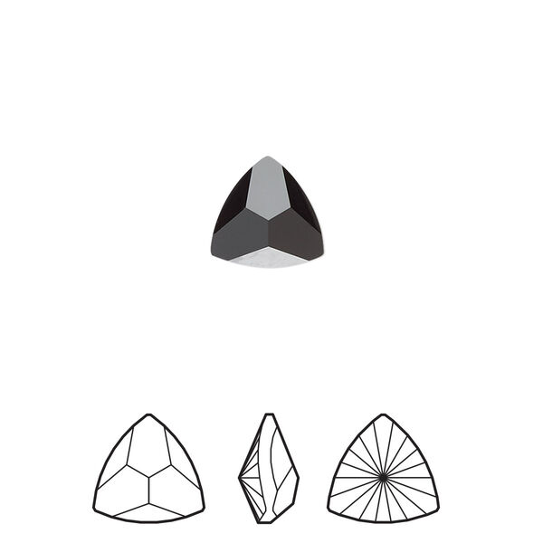 Fancy stone 2pk jet, Crystal Passions® 9.4x9.2mm prismatic triangle 4799 image number 0