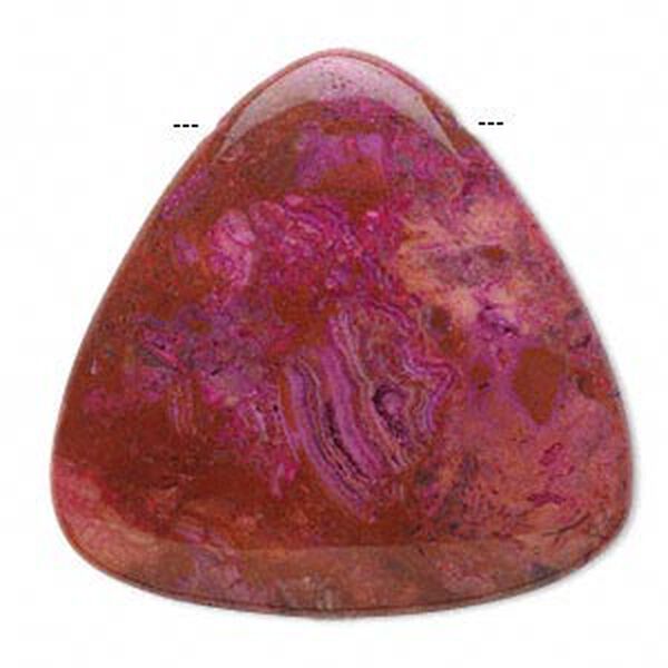 Focal, crazy lace agate (dyed), fuchsia, 40x40x40mm triangle, B- grade, Mohs hardness 6-1/2 to 7. Sold per pkg of 2. image number 0