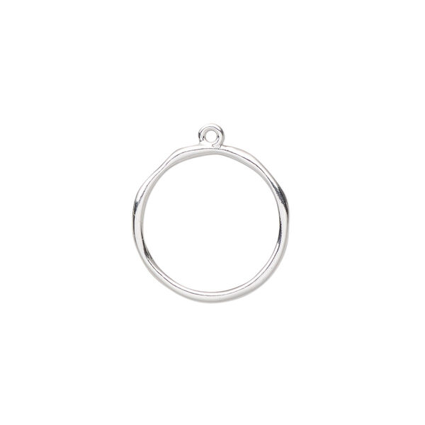 Drop, Amoracast®, sterling silver, 16mm two-sided open organic round. Sold individually. image number 0