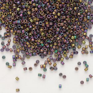 Seed bead, Delica®, glass, pkg/7.5g, #11 round, opaque matte metallic gold iris taupe (DB-1056).