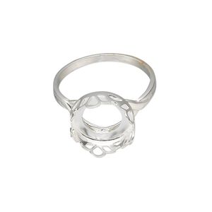 Ring, sterling silver, 13mm round with petal edge and 12mm round cabochon bezel setting, size 9. Sold individually.