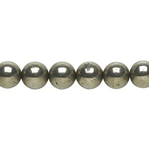 Pyrite 1pkg1, round bead 15.5-16 inch 8mm