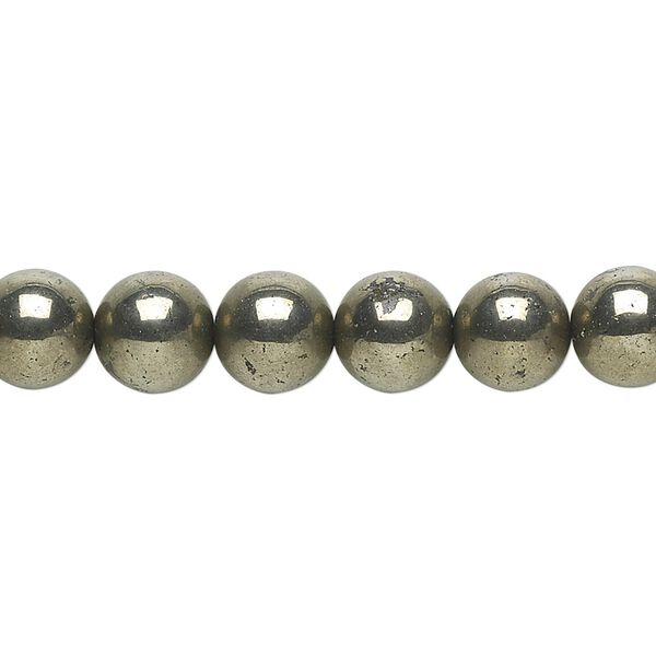 Pyrite 1pkg1, round bead 15.5-16 inch 8mm image number 0