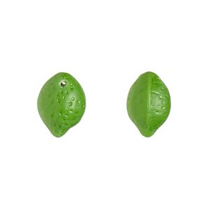 Bead, Preciosa, Czech pressed glass, opaque green, 12x10mm top-drilled lime. Sold per pkg of 20.