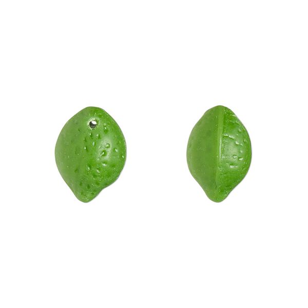 Bead, Preciosa, Czech pressed glass, opaque green, 12x10mm top-drilled lime. Sold per pkg of 20. image number 0