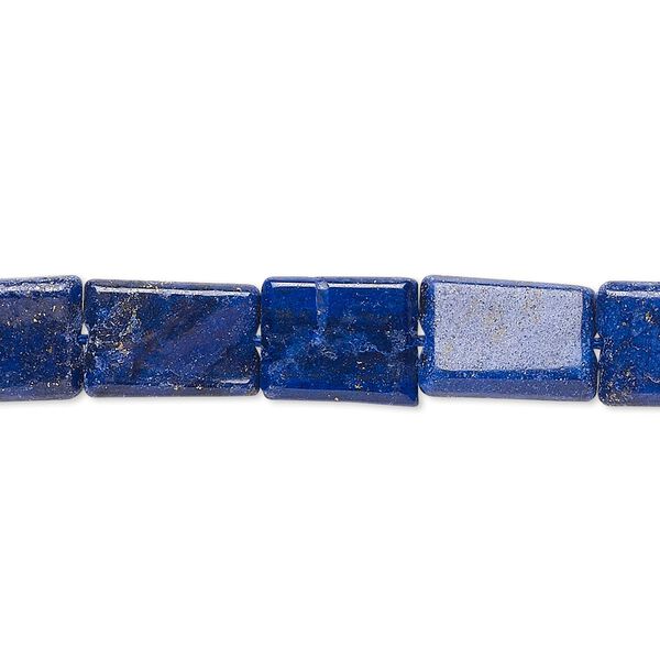 Bead, lapis lazuli (dyed), 10x7mm-16x9mm hand-cut flat rectangle, C grade, Mohs hardness 5 to 6. Sold per 13-inch strand. image number 0