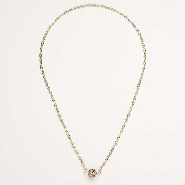 Aluminum / steel / glass rhinestone 1pkg3, oval rolo chain / ball assortment mixed finish / clear 18 inch 3mm image number 1