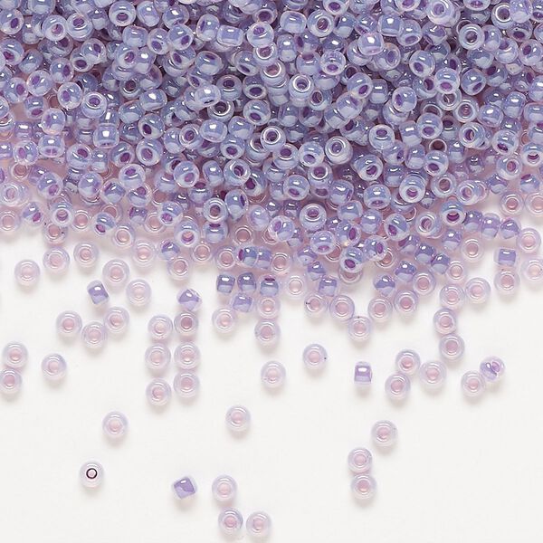 Seed bead, Miyuki, glass, pkg/250g, #11 rocaille, opaque inside dyed color luster purple (RR-525). image number 0