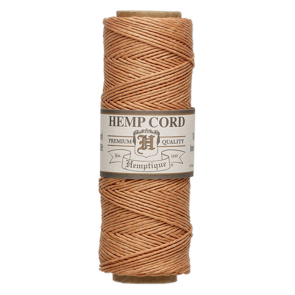Cord, Hemptique®, polished hemp, cappuccino candy, 0.5mm, 10-pound test. Sold per 205-foot spool. image number 0
