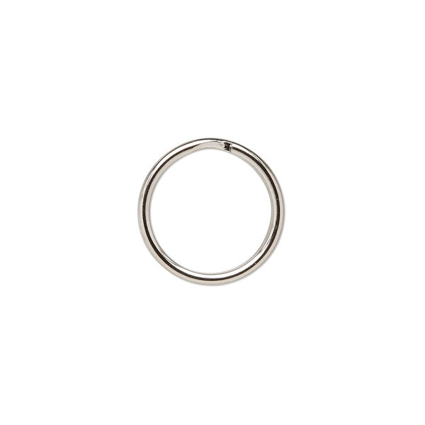 Split ring, nickel-finished steel, 15mm round. Sold per pkg of 100. image number 0