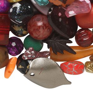 Bead mix, acrylic, multicolored, 5x3mm-76x24mm mixed shapes. Sold per pkg of 2 pounds.