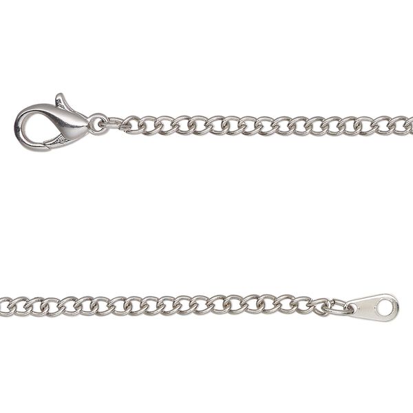 Chain, antique silver-finished brass, 2mm curb, 18 inches with lobster claw clasp. Sold individually. image number 0