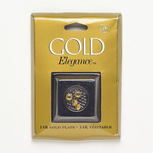 Bead 1pkg4, gold-plated copper, 5x3mm-5x4mm bumpy rondelle.