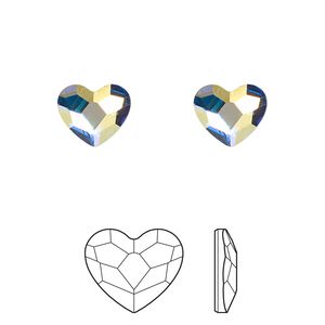 Flat back 144pk crystal AB foil back, Swarovski® hotfix 10x8.5mm heart 2808HF