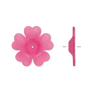 Component, acrylic, frosted fuchsia, 42x7mm flower. Sold per pkg of 25.