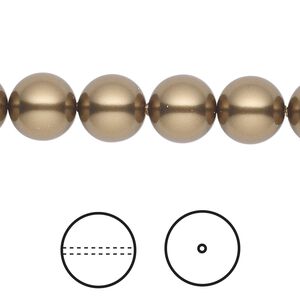 Pearl 100pk antique brass, Swarovski® 10mm round 5810
