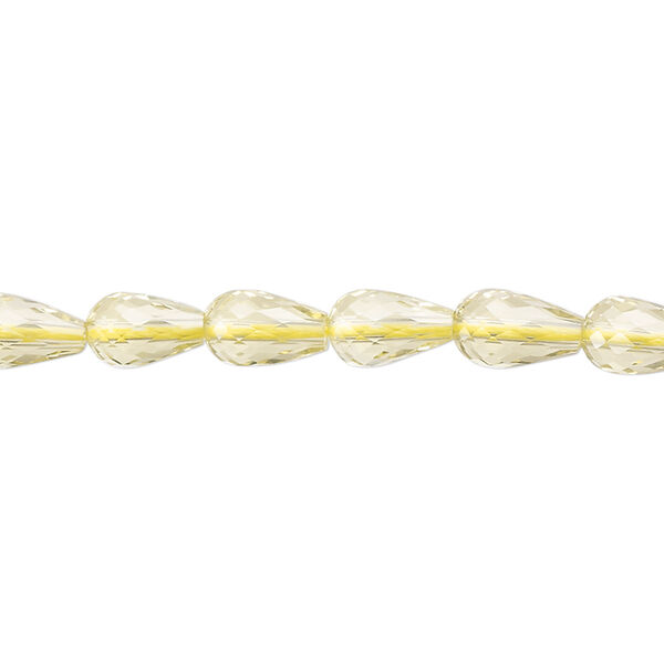 Lemon quartz 1pkg1, hand-cut micro-faceted teardrop bead 15 inch 7x5mm-8x5mm image number 0