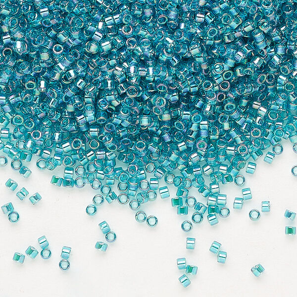 Seed bead, Delica®, glass, pkg/7.5g, #11 round, translucent rainbow teal (DB-1248). image number 0