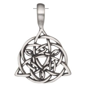 Pendant, Powerful Pewter Pendants, antiqued pewter (tin-based alloy), 41x29mm single-sided Celtic knot design with 6mm hole. Sold individually.