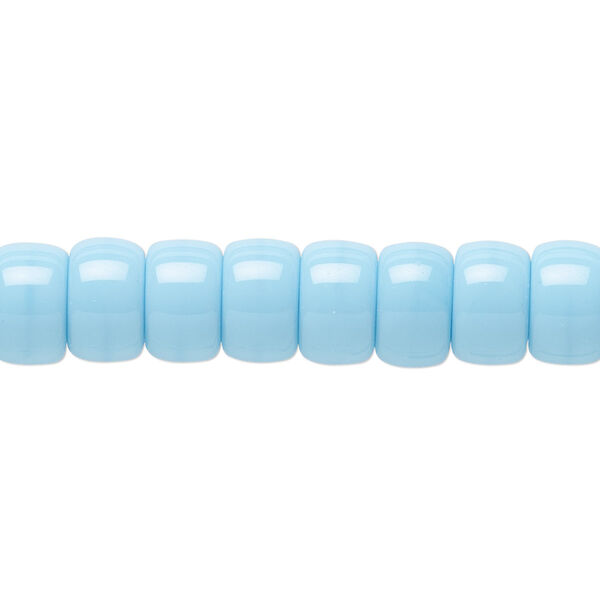 Bead, Czech pressed glass, opaque turquoise blue, 9x6mm crow. Sold per 15-1/2" to 16" strand, approximately 70 beads. image number 0