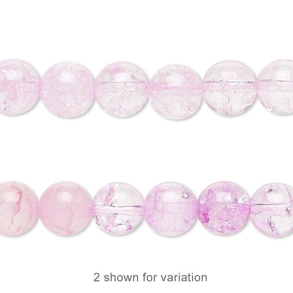 Bead, ice flake quartz (heated / dyed), translucent to semi-translucent fuchsia, 8mm round with 0.5-1.5mm hole, B grade, Mohs hardness 7. Sold per 16-inch strand. image number 0