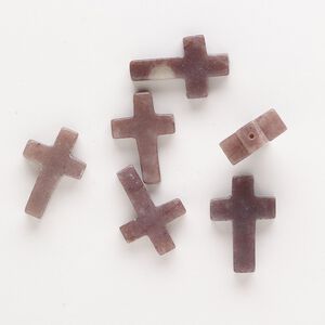 Purple aventurine 1pkg6, half-drilled cross drop natural 21x15mm-23x16mm