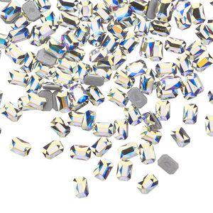 Flat back 720pk crystal AB foil back, Swarovski® hotfix 3.7x2.5mm emerald jewel 2602