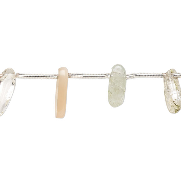 Bead, multi-gemstone (natural / dyed / heated / irradiated / man-made), multicolored, mini to medium top-drilled flat nugget, Mohs hardness 3 to 7. Sold per pkg of 26. image number 0
