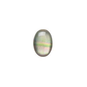 Cabochon, black lip shell (coated), black, 14x10mm calibrated oval, Mohs hardness 3-1/2. Sold per pkg of 2.