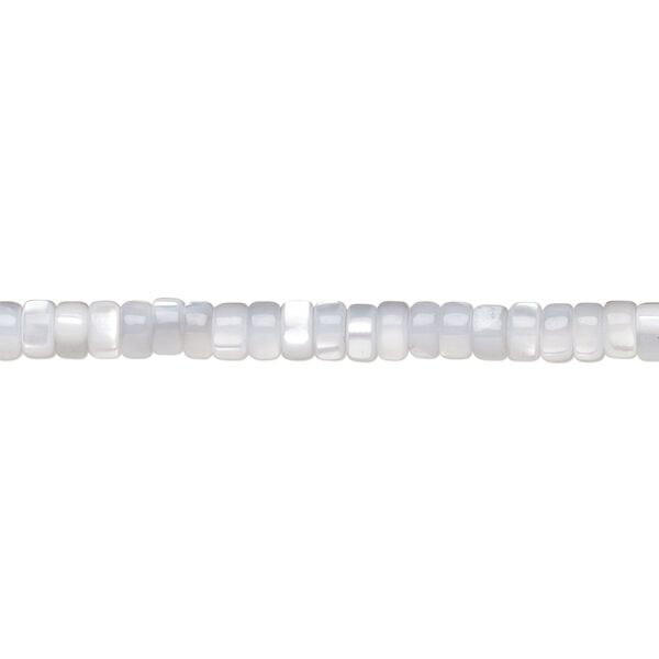 Bead, mother-of-pearl shell (dyed), grey, 3x2mm heishi, Mohs hardness 3-1/2. Sold per 15-1/2 to 16-inch strand. image number 0