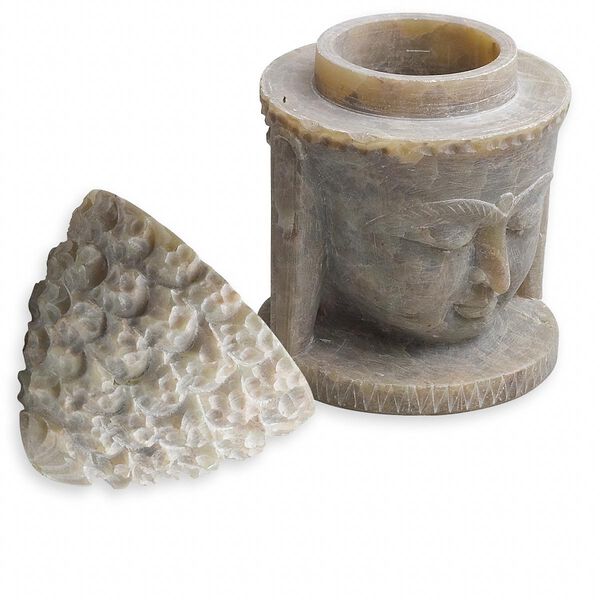 Box, soapstone (natural), 3x2-inch hand-cut carved Buddha, Mohs hardness 1 to 2-1/2. Sold individually. image number 0