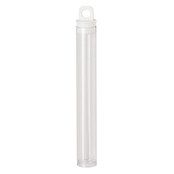 Vial, plastic, clear and white, 4 x 9/16 inch cylinder with hang tab. Sold per pkg of 10. image number 1