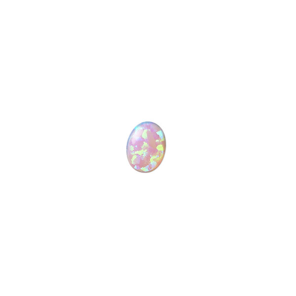 Cabochon, "opal" (silica and epoxy) (man-made), pink, 8x6mm calibrated oval. Sold individually. image number 0