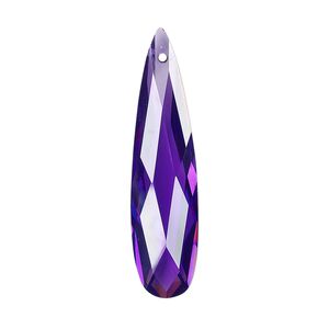 Focal, cubic zirconia, amethyst purple, 36x9mm faceted teardrop, Mohs hardness 8-1/2. Sold per pkg of 2.