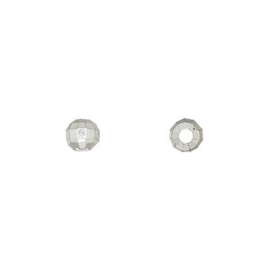 Bead, silver-finished brass, 5mm faceted round. Sold per pkg of 24.