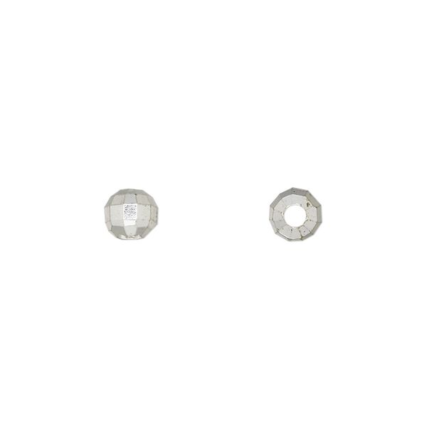 Bead, silver-finished brass, 5mm faceted round. Sold per pkg of 24. image number 0