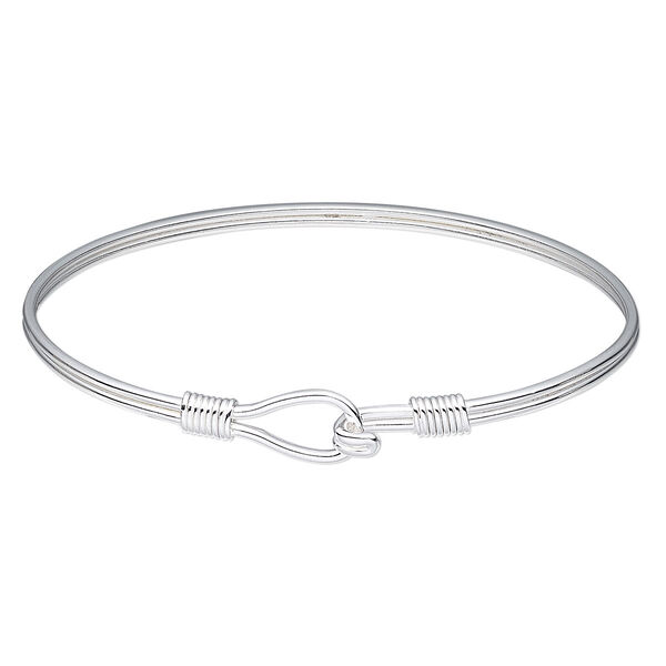 Bracelet, bangle, sterling silver, 3mm wide, 7-1/2 inches with hook closure. Sold individually. image number 0
