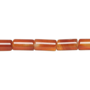 Red agate 1pkg1, round tube bead, 15 inch 9x6mm-11x7mm