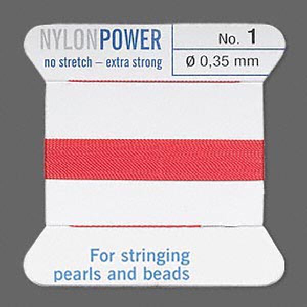 Thread, Griffin, nylon, red, size #1. Sold per 2-meter card (approximately 78 inches). image number 0