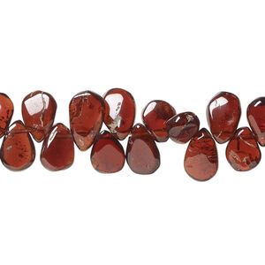 Garnet 1pkg1, hand-cut top-drilled puffed teardrop bead natural, 12 inch 7x5mm-10x8mm