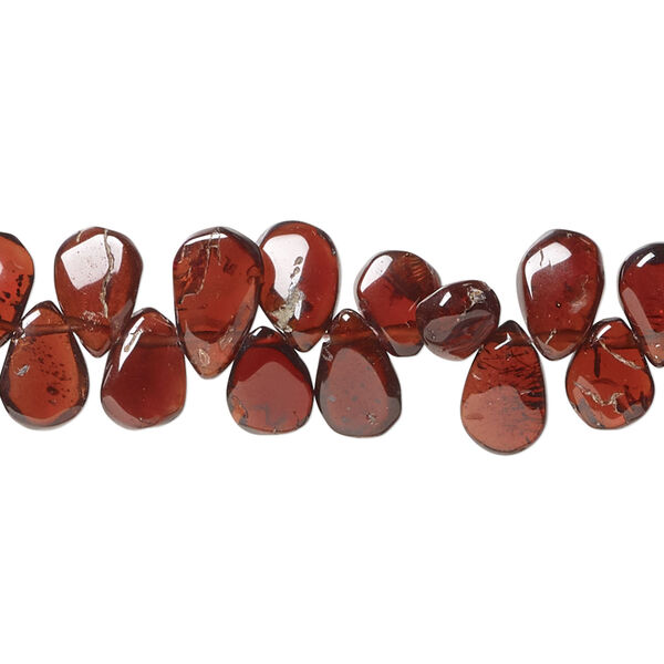 Garnet 1pkg1, hand-cut top-drilled puffed teardrop bead natural, 12 inch 7x5mm-10x8mm image number 0