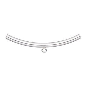 Bead, sterling silver-filled, 38x2mm plain curved tube with loop. Sold individually.