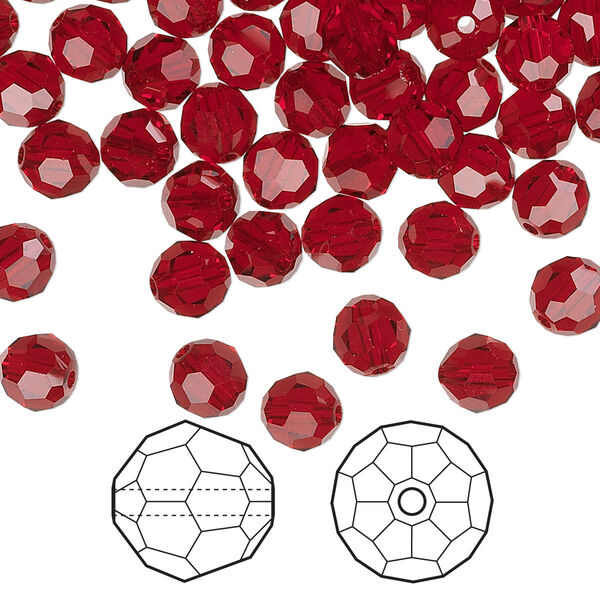 Bead 360pk Siam, Swarovski® 6mm round 5000 image number 0
